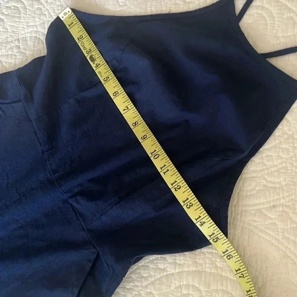 Urban Outfitters Linen Blend‎ Hattie Jumpsuit Women’s Size 4 Navy Blue Coastal - Picture 11 of 17